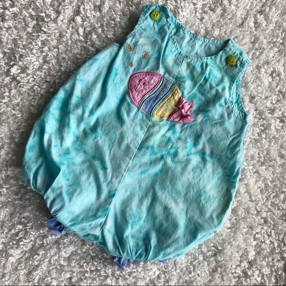 Picture me 3month blue fish romper ruffle butt